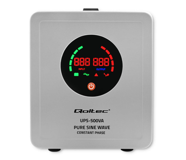 QOLTEC UPS Pure Sine Wave | 500VA | 350W | Stała faza | Szary 50716 - 1180182 - zdjęcie 3